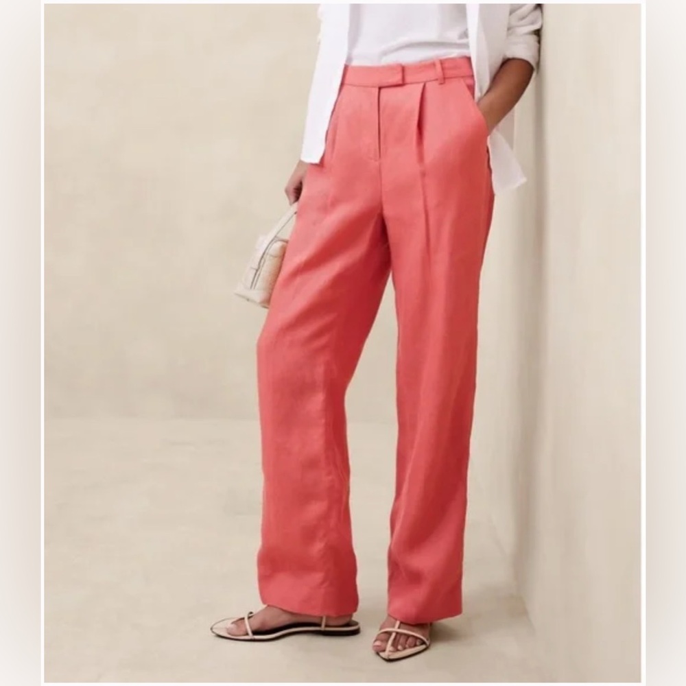 Banana  Republic LINA STRAIGHT LINEN PANTS -Coral